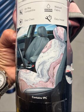Marble Pink Gray Car Seat Cover NWT